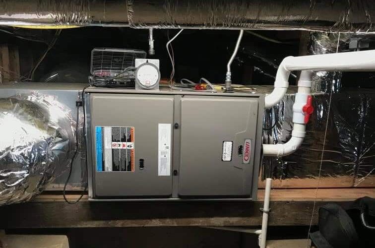 Hot air furnace in attic