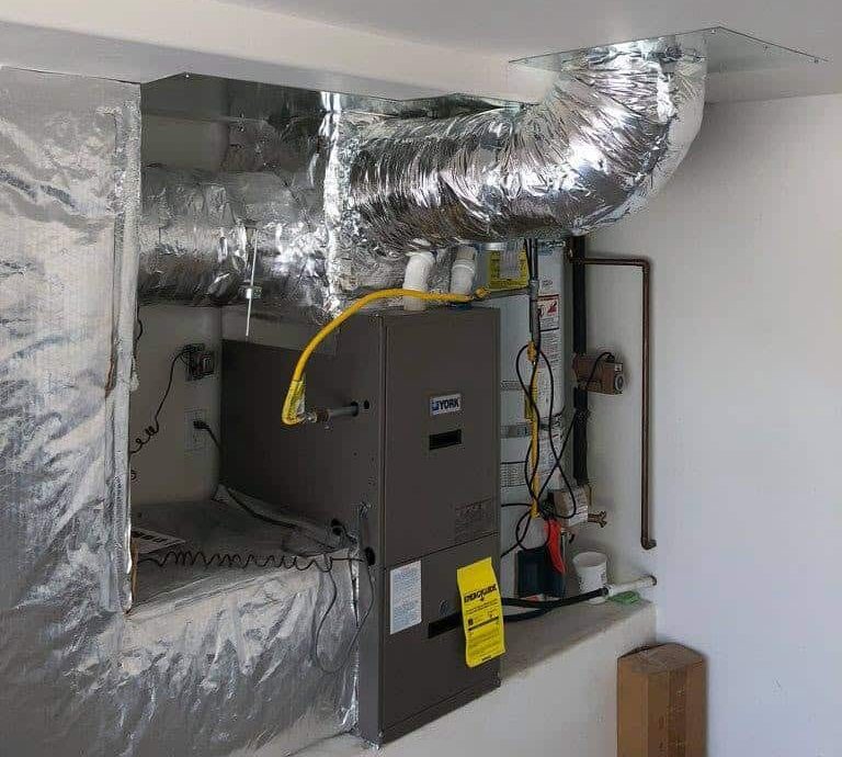 Furnace ductwork going into ceiling