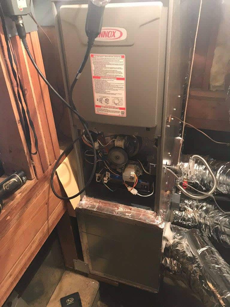 Open furnace and looking at internal system